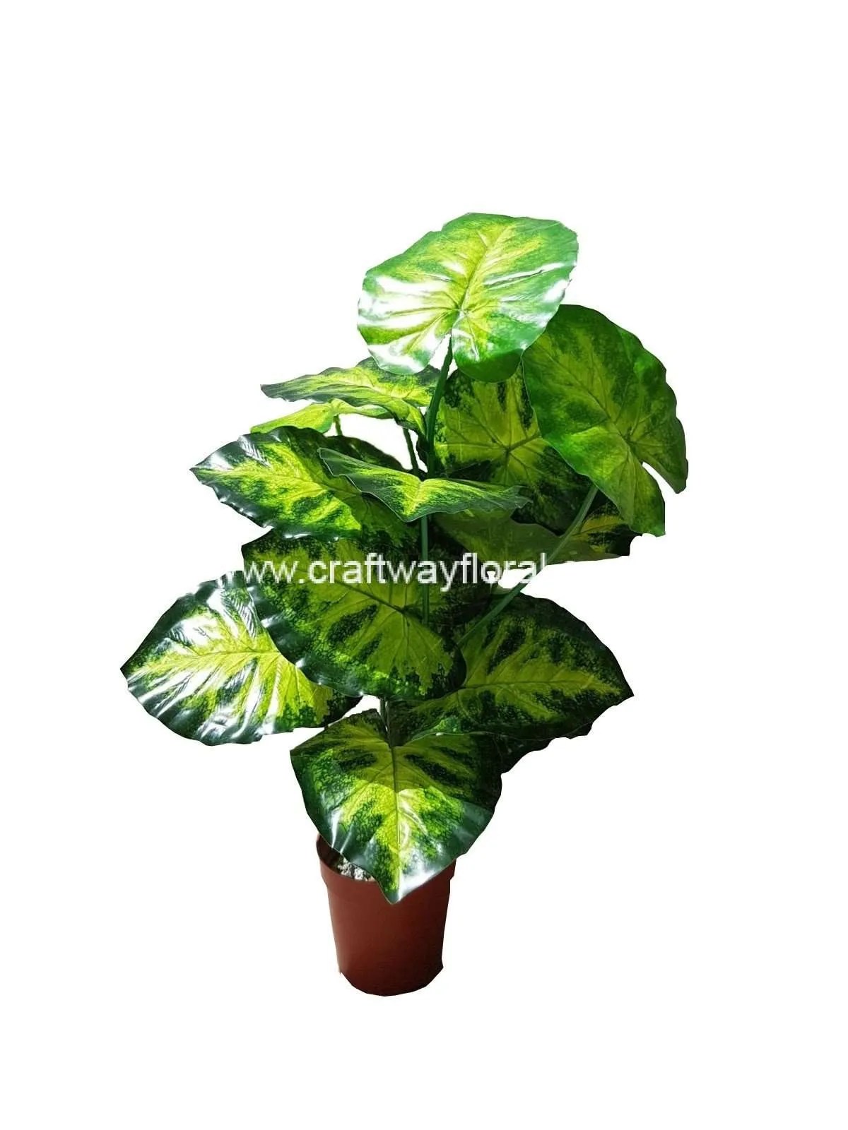 Artificial Caladium 'Green' (2 Feet) Lifelike Indoor Plant for