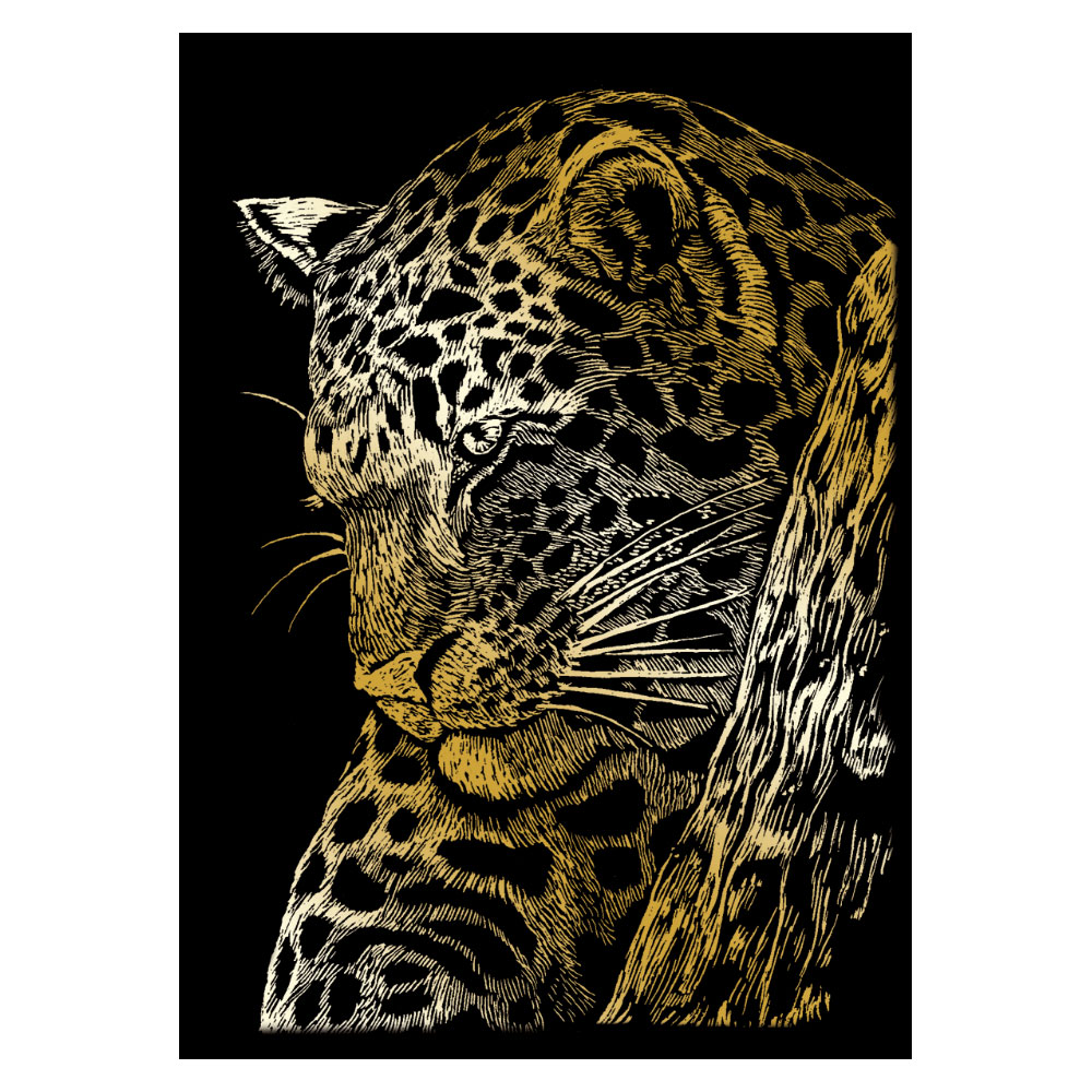 Leopard in Tree Mini Gold Engraving Art Crafty Arts