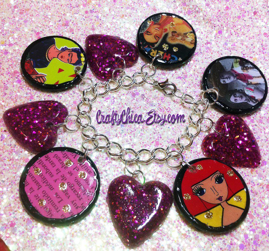 Jumbo charm bracelets and glitter resin charm tutorial. Crafty Chica