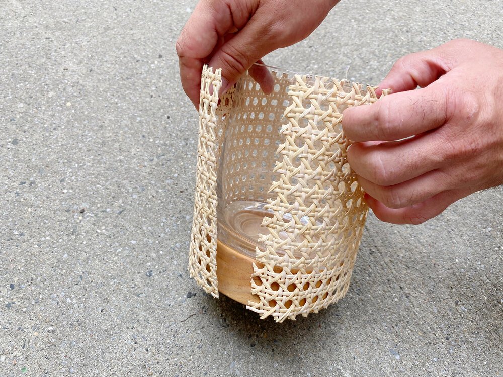 Rattan Cane bing Wrapped Candle Vessel Crafty Lumberjacks