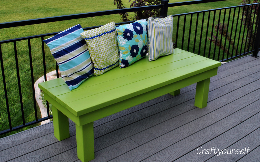DIY Handmade Outdoor Painted Deck Wood Bench