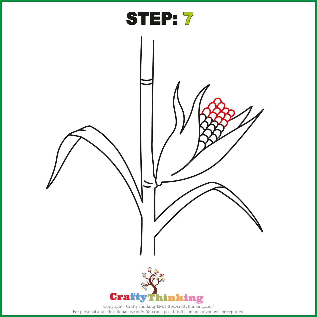 How to Draw a Corn Stalk Drawings Step by Step with Free Corn Printable