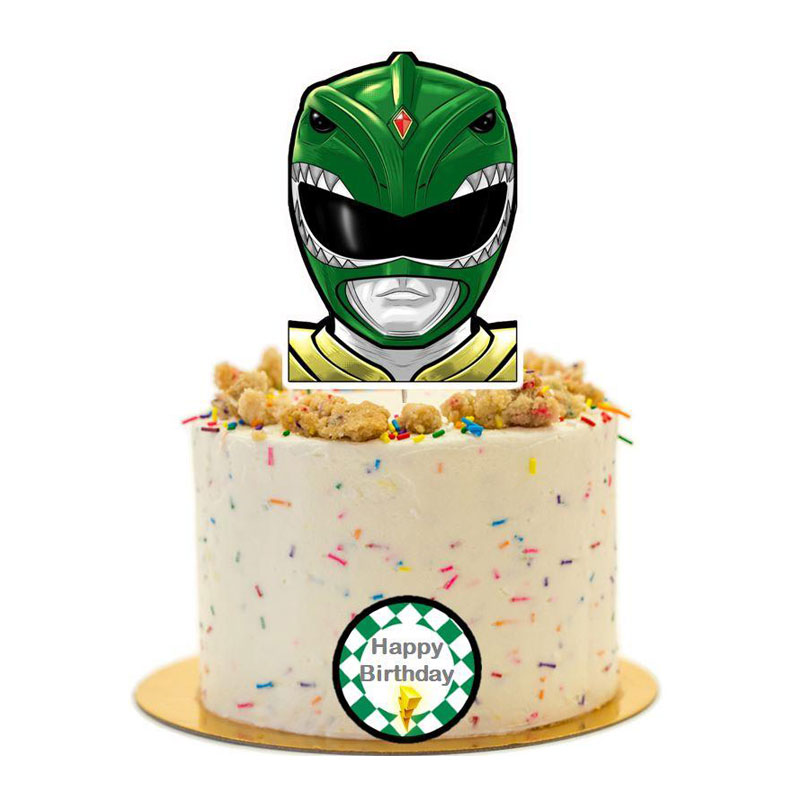 Green Power Rangers Birthday Cake Topper