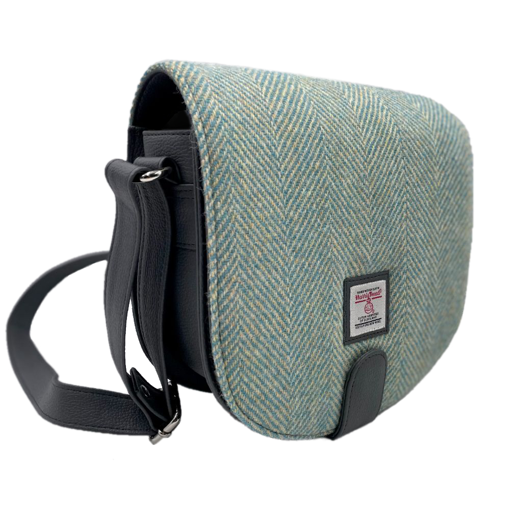 Harris Tweed Cross Body Bag Turquoise Herringbone Crail Jacket