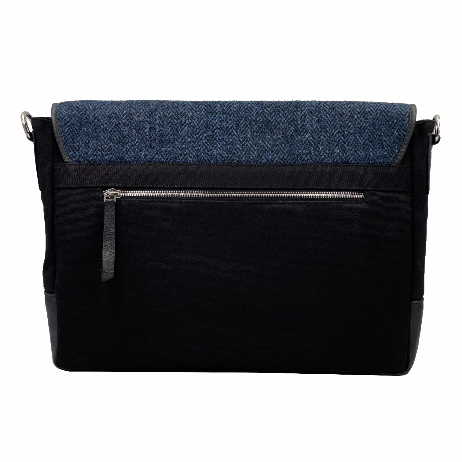 Harris Tweed Messenger Bag Blue Herringbone Crail Jacket