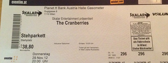 Bank Austria Halle Gasometer B (2012.11.29) Cranberries World