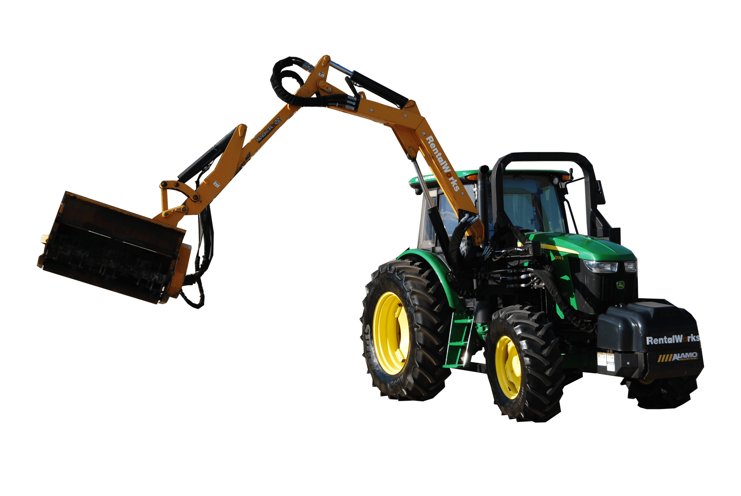 John Deere 6105E with Boom Mower