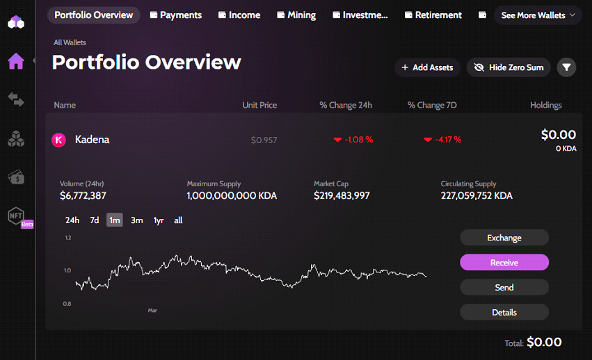 How to send KDA from Zelcore wallet to Crankk dashboard wallet Crankk