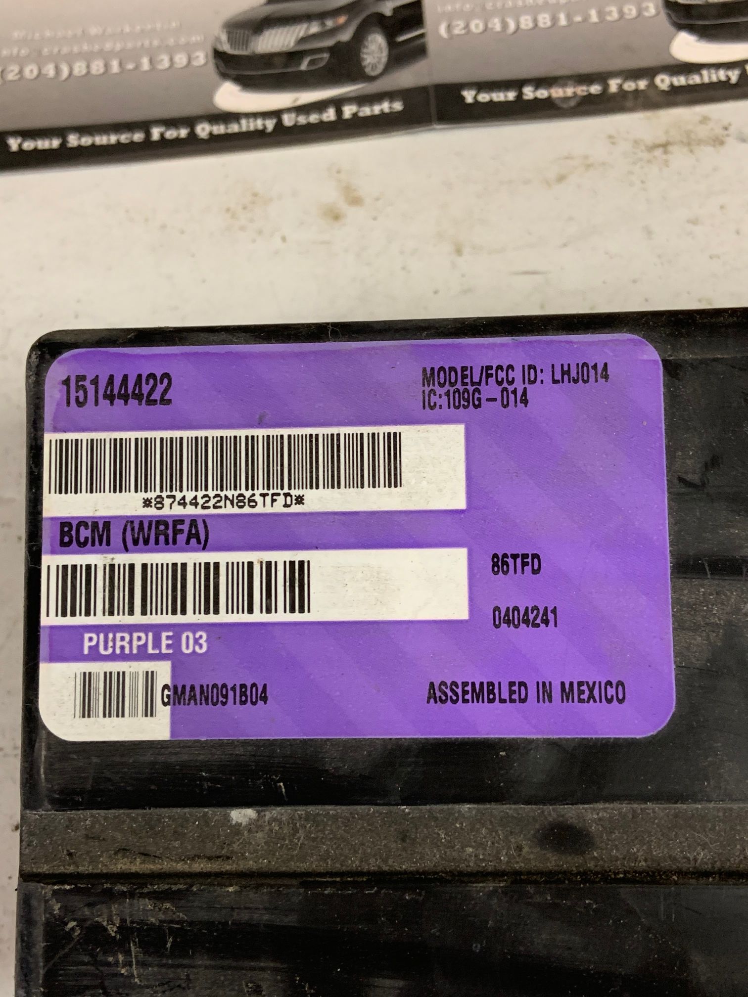 Chevrolet Equinox BCM Part 15144422