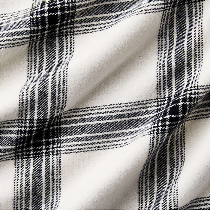 Organic Flannel Black and White Plaid Queen Sheet Set Crate and