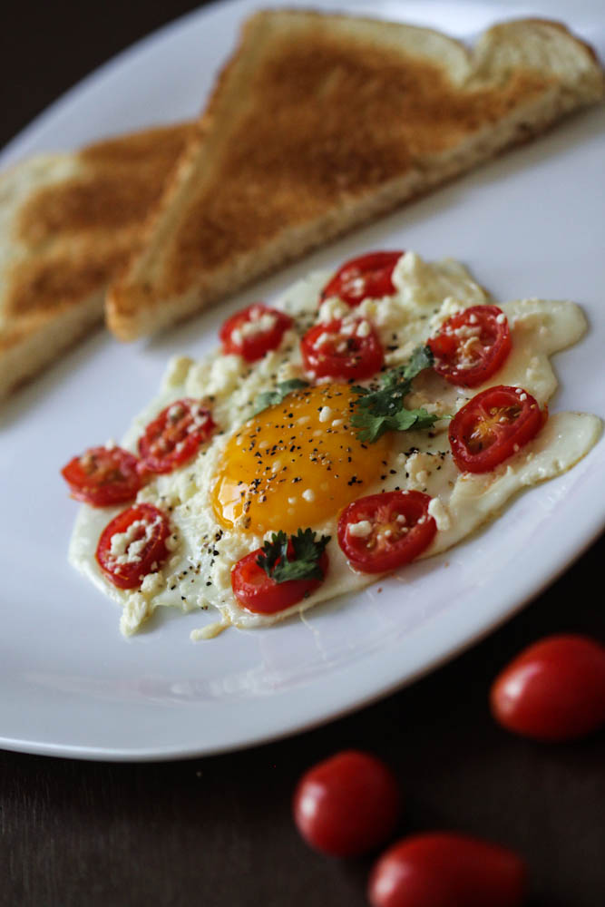 Sunnyside Up Egg with Cherry Tomatoes & Feta Cheese Crave Cook Click