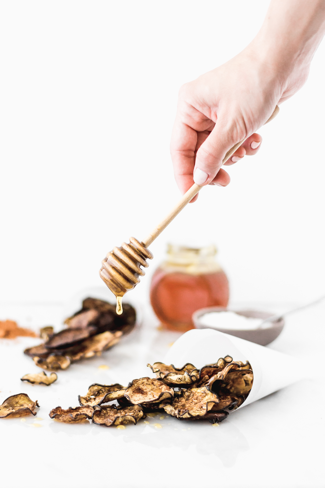 Aubergine chips with honey Cravings Journal