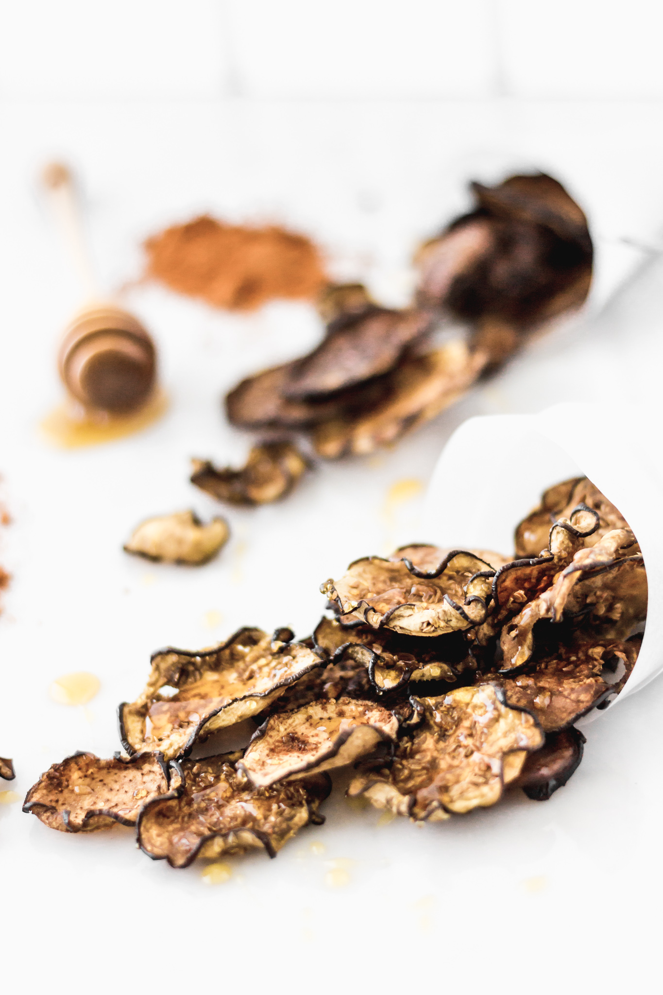 Aubergine chips with honey Cravings Journal