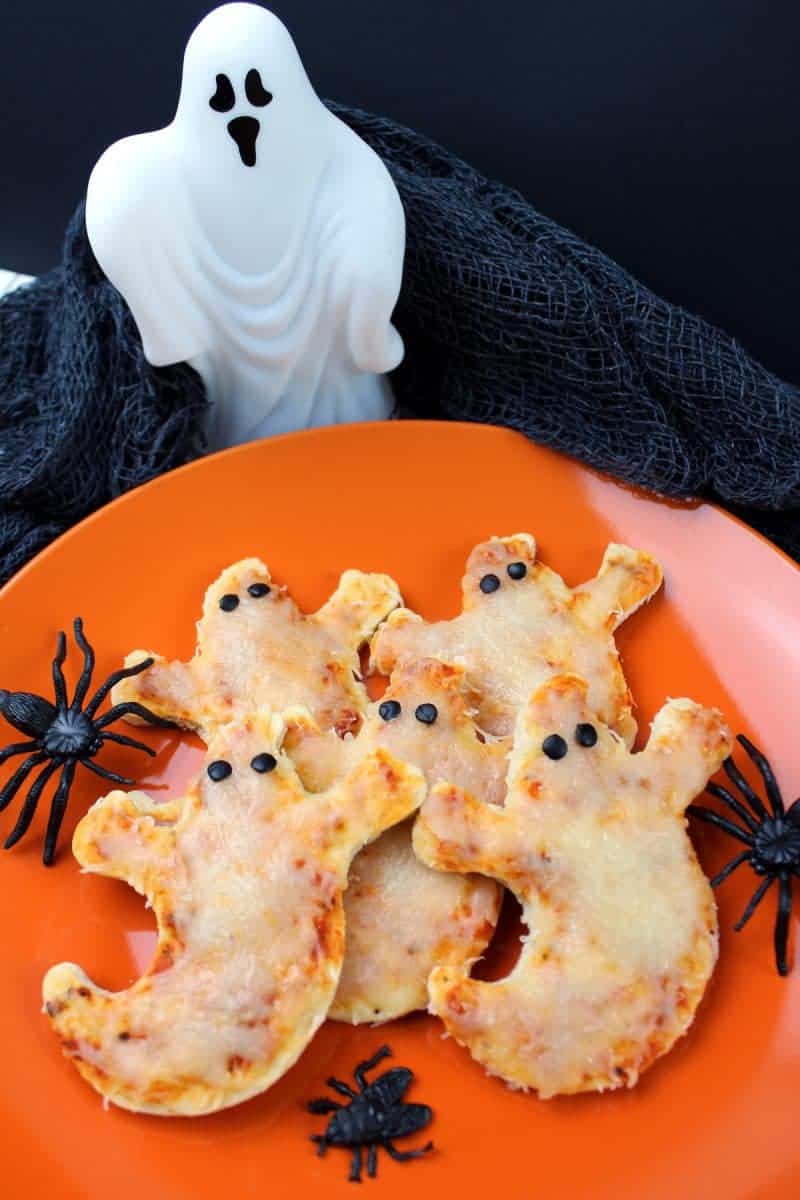 Mini Ghost Pizzas Easy Halloween Dinner Idea for Kids