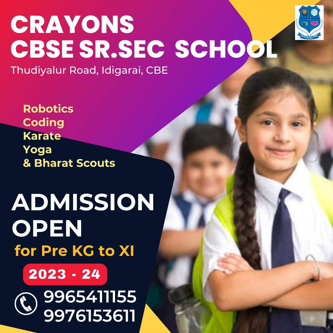 Admissions Open Pre KG XI for 2023 24 Crayons Public School