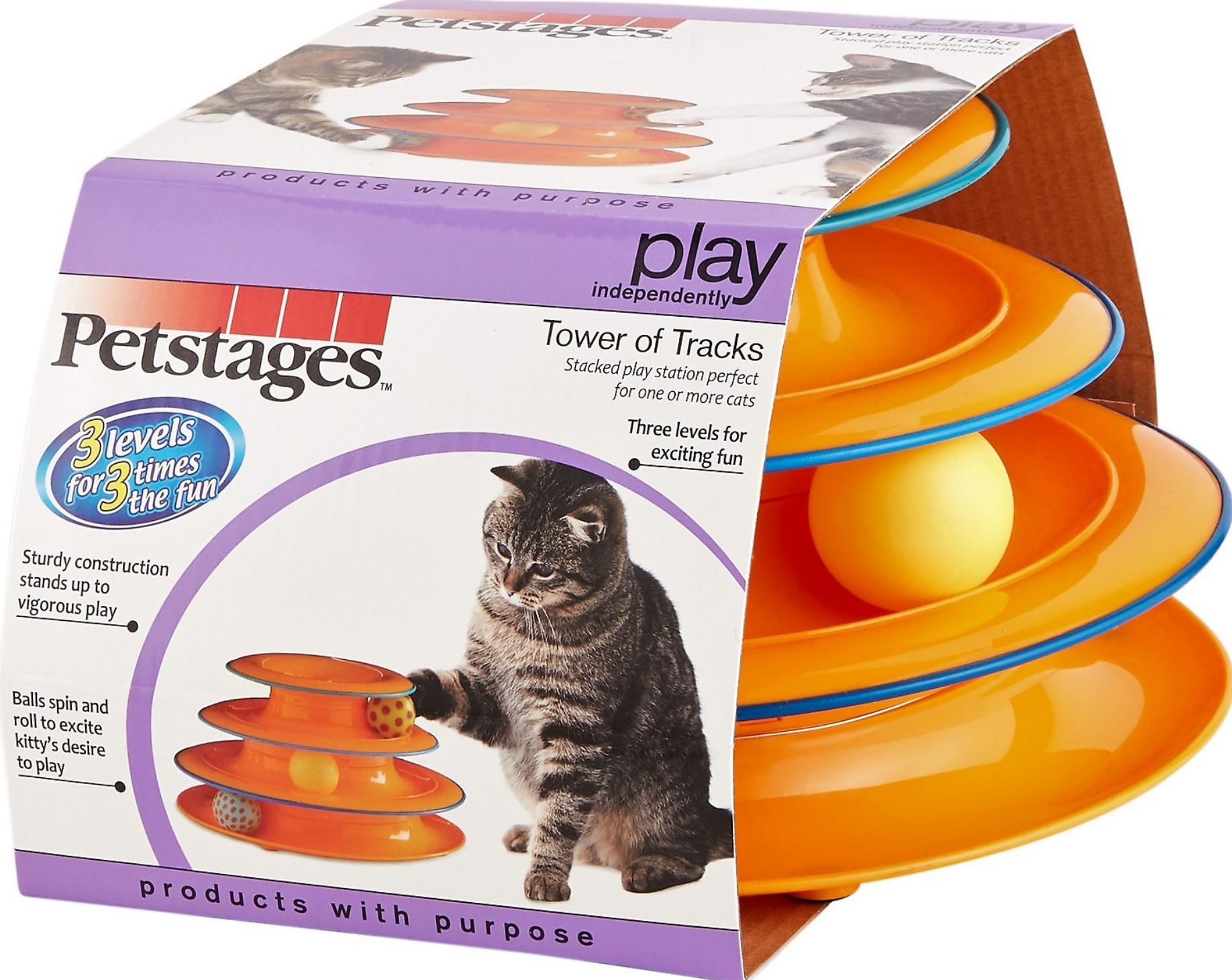 Petstages Tower of Tracks Cat Toy 10in Crazy Gray Ghost