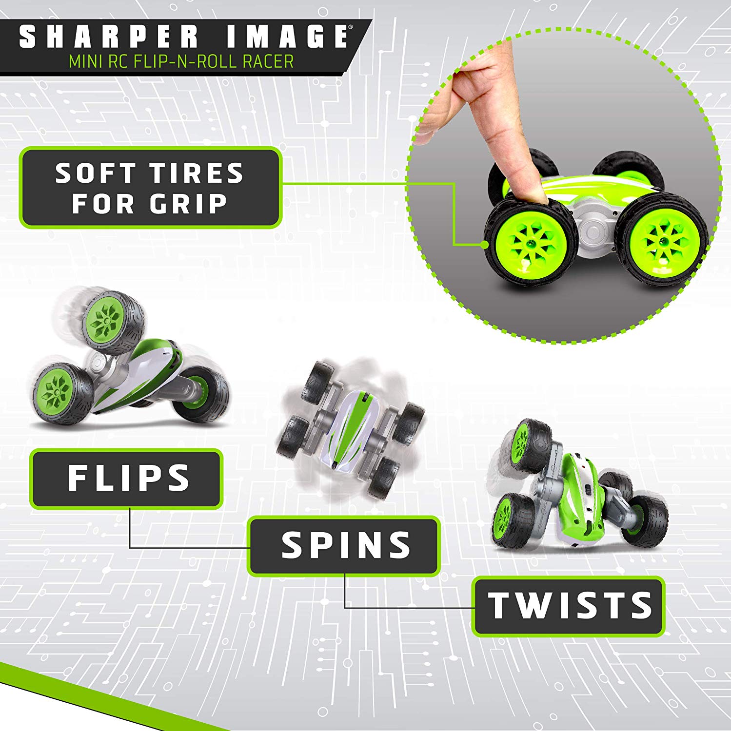 Sharper Image Mini RC Flip ‘N Roll360° Rotation Action Racer Toy Car
