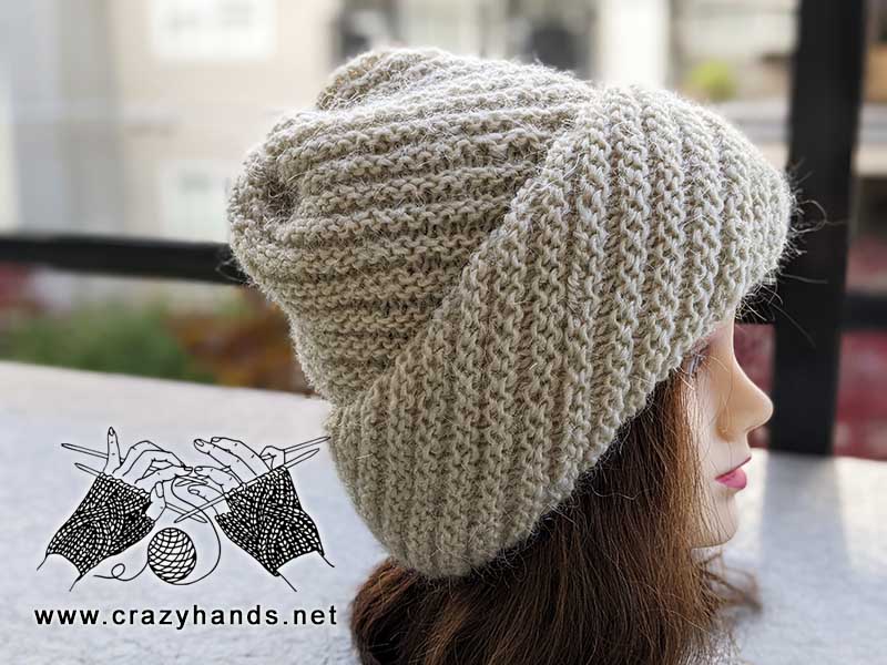 Flat Knit Diagonal Hat Free Pattern · Crazy Hands
