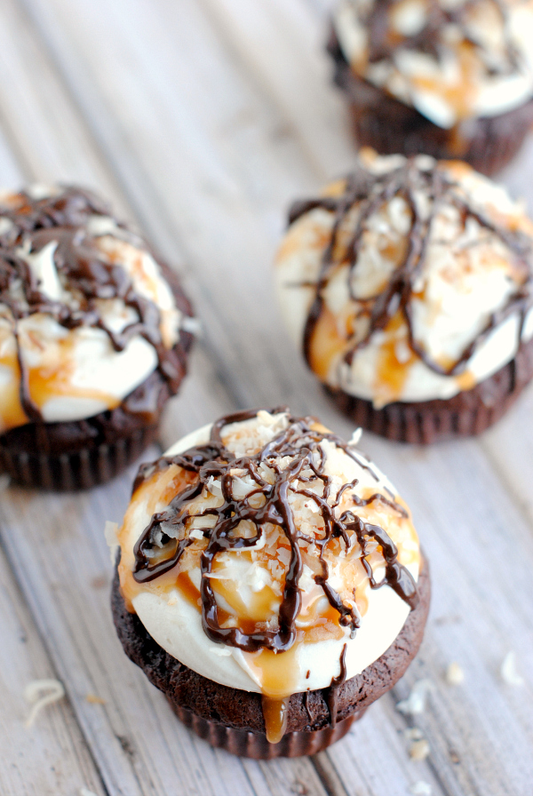 Chocolate Caramel Coconut Delight Samoa Cupcakes Crazy Little Projects
