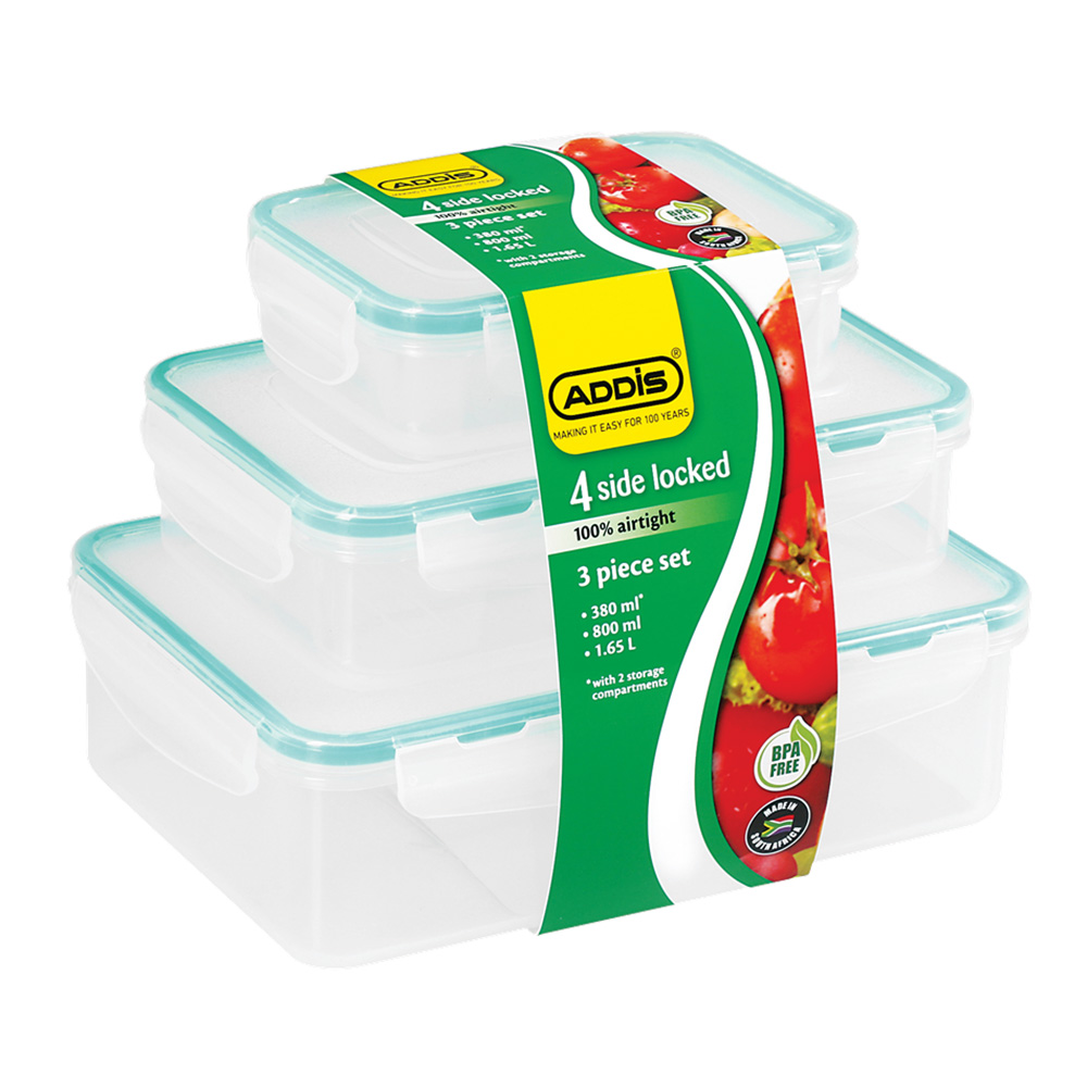 3PC Addis Rectangular Food Saver Set Crazy Plastics