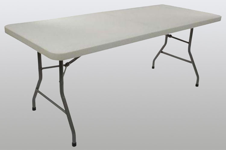 White metal and plastic folding table