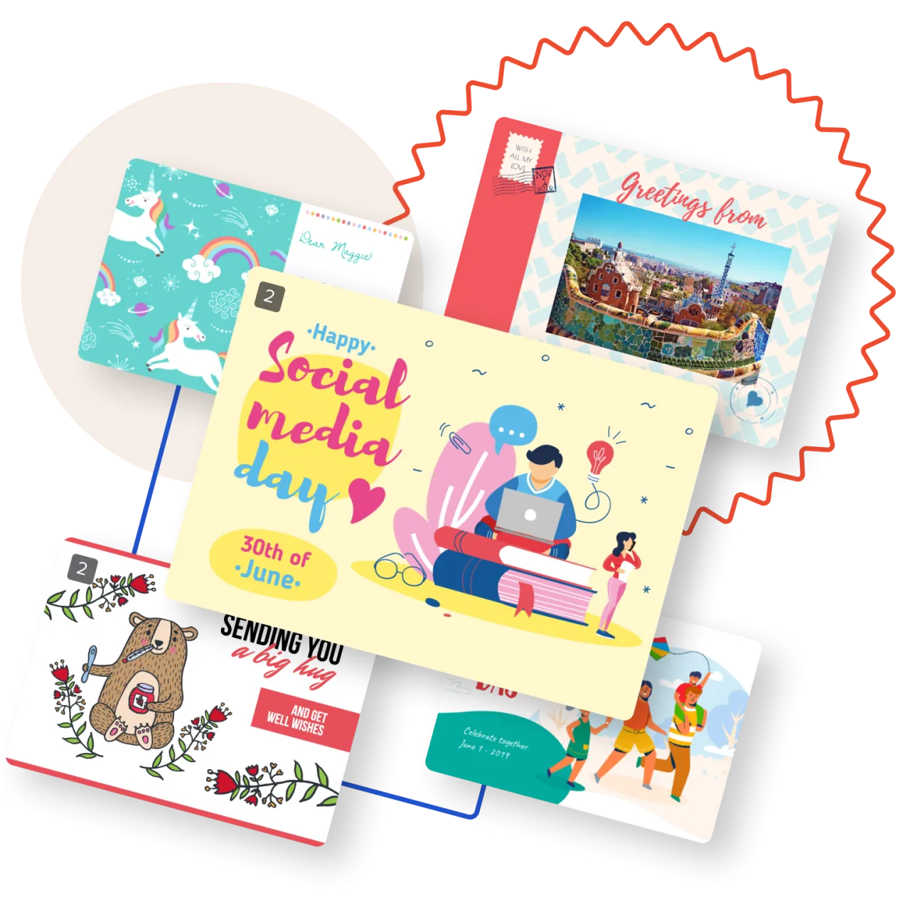 Creador de postales gratis Cree sus propias postales personalizadas