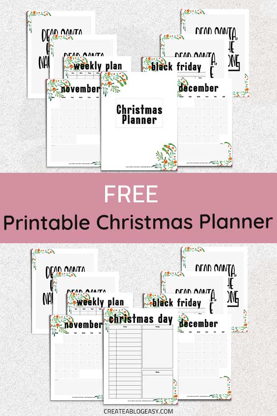 free printable christmas planner Create A Blog Easy