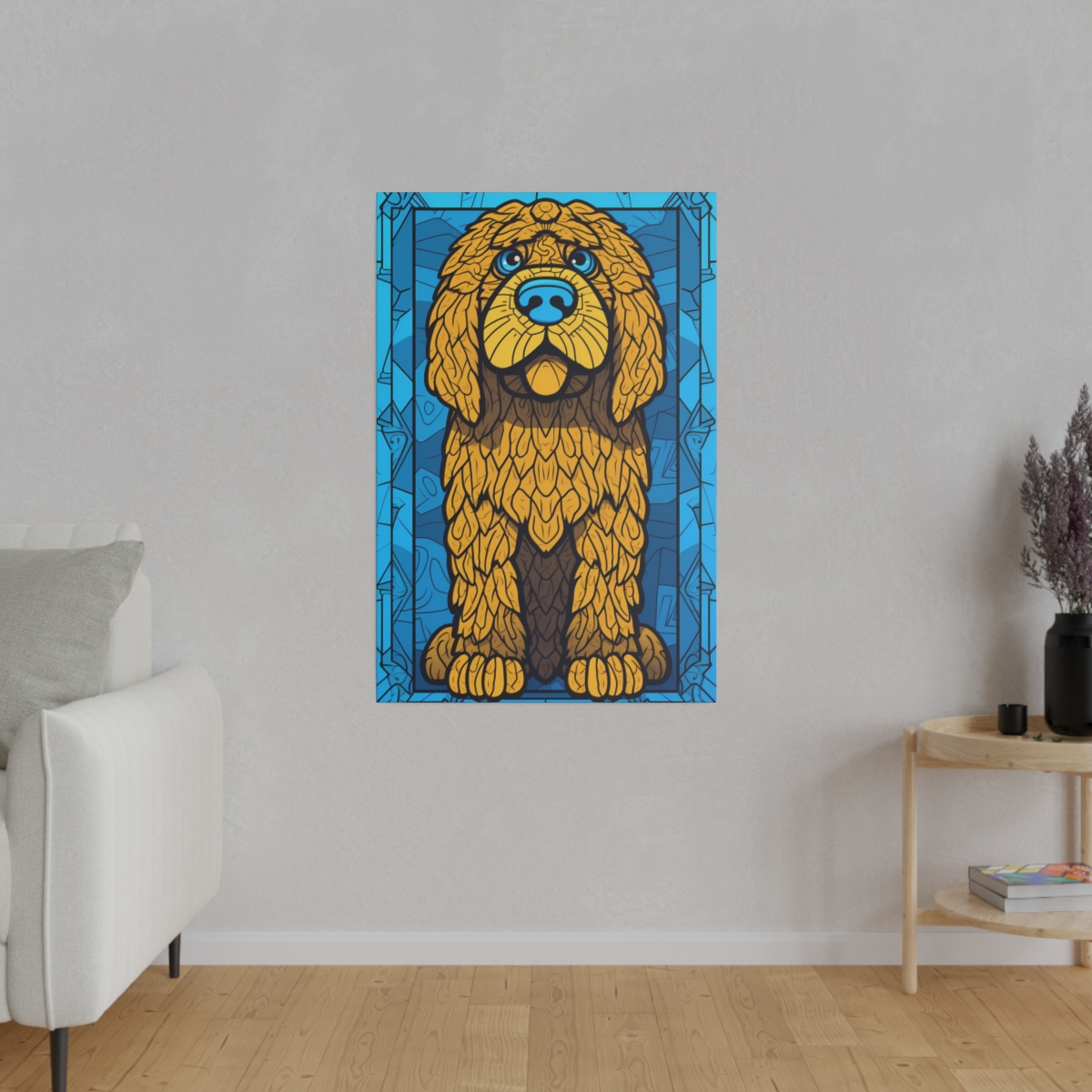 Buy Stained Glass Goldendoodle Digital Design Matte Canvas Print