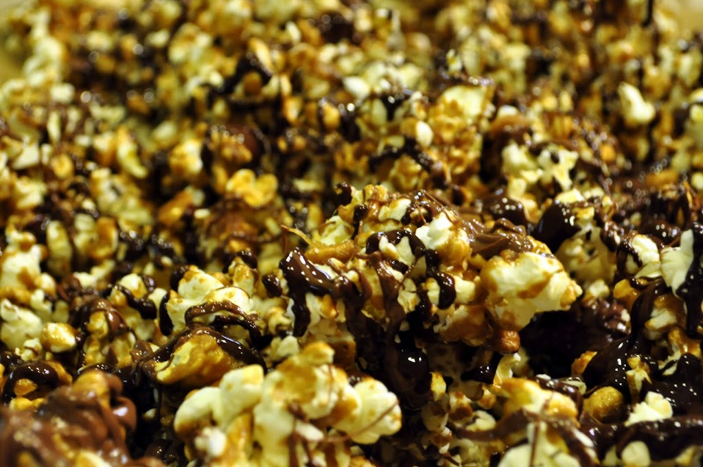 Caramel Popcorn with Peanuts and Chocolate Baked Sunday Mornings