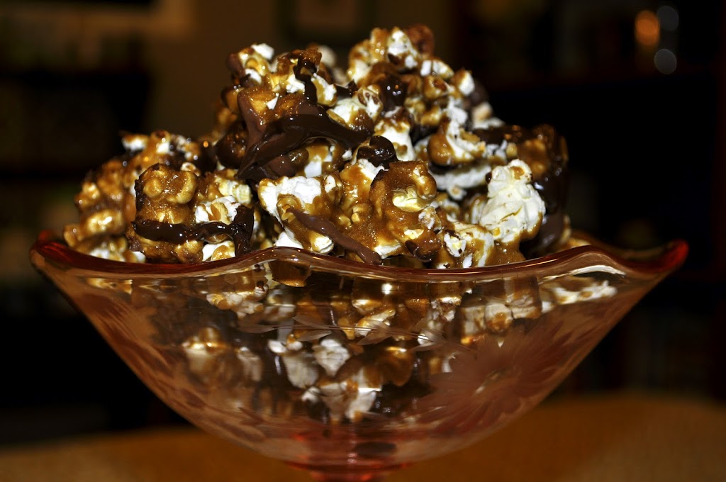 Caramel Popcorn with Peanuts and Chocolate Baked Sunday Mornings