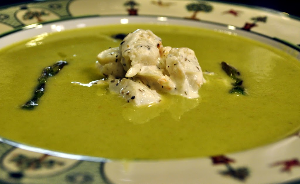 Colossal Crab Asparagus Bisque with Saint GermaindesPres Onion Biscuits French Fridays with