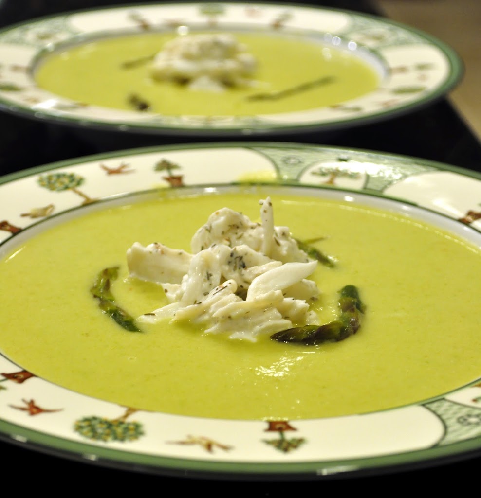 Colossal Crab Asparagus Bisque with Saint GermaindesPres Onion Biscuits French Fridays with