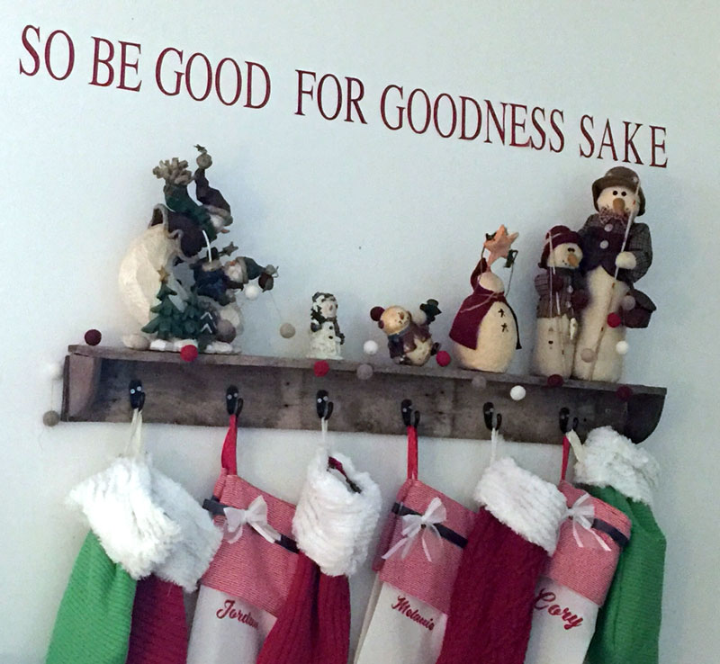 DIY Salvaged Wood Christmas Stocking Shelf Create and Babble