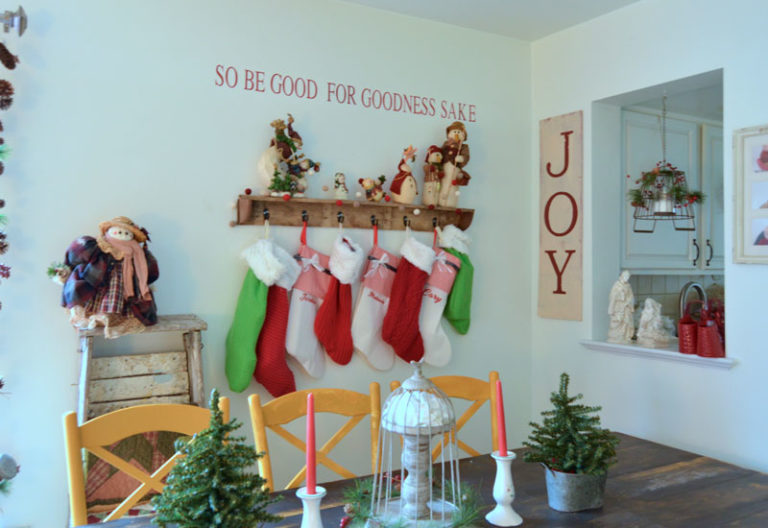 DIY Salvaged Wood Christmas Stocking Shelf Create and Babble