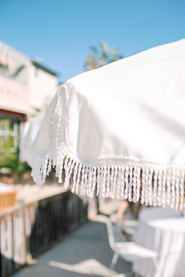 9 foot fringe umbrella white rentals Orange County CA Where to rent 9