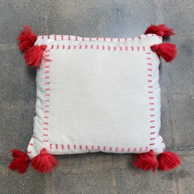 Pillow bright coral tassel rentals Orange County CA Where to rent