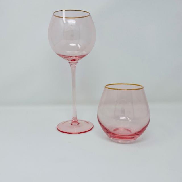 Edge hue wine glass blush gold trim rentals Orange County CA Where to