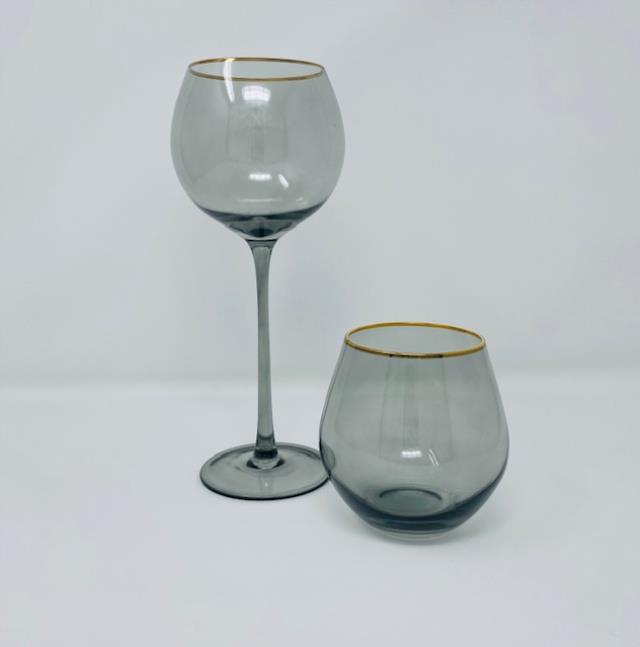 Edge hue wine glass smoke gold trim rentals Orange County CA Where to