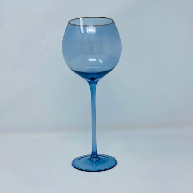 Edge hue wine glass blue gold trim rentals Orange County CA Where to