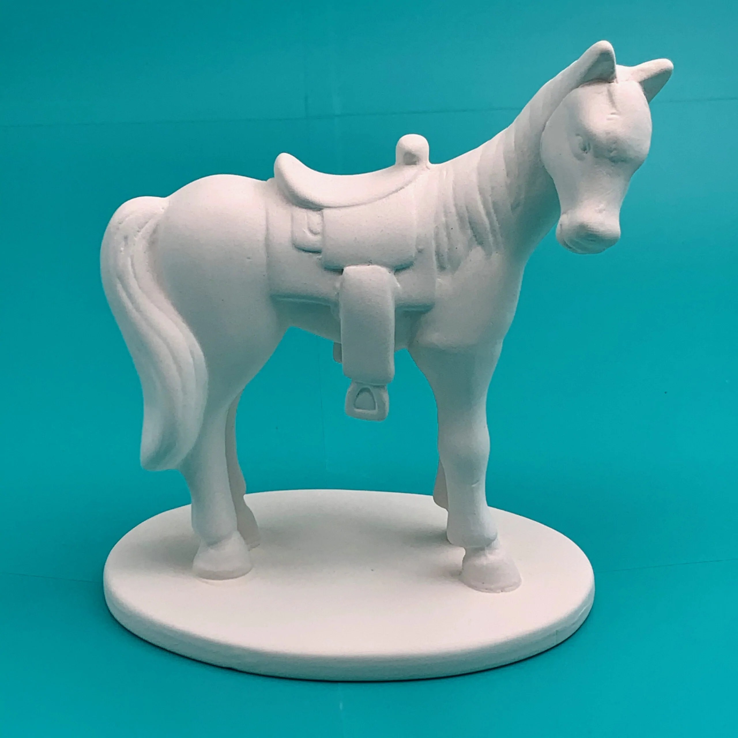 Horse with saddle Pottery Painting Kit Create Art Studio Toronto
