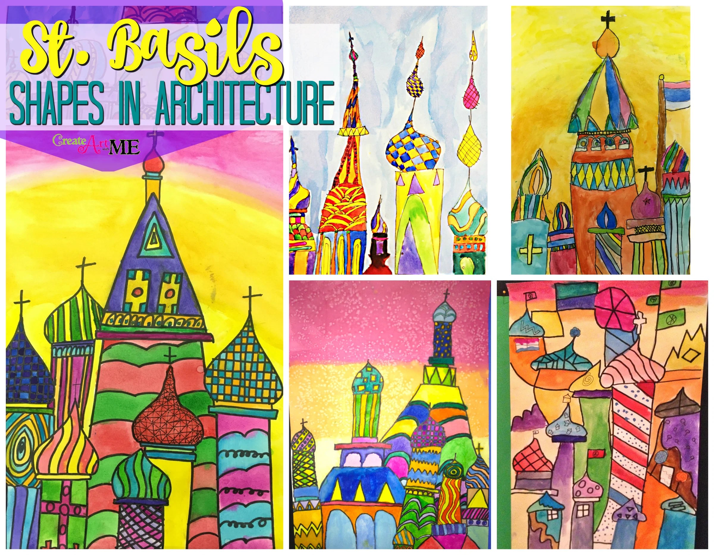 St. Basil Shapes in Architecture Watercolor Lesson Create Art with ME