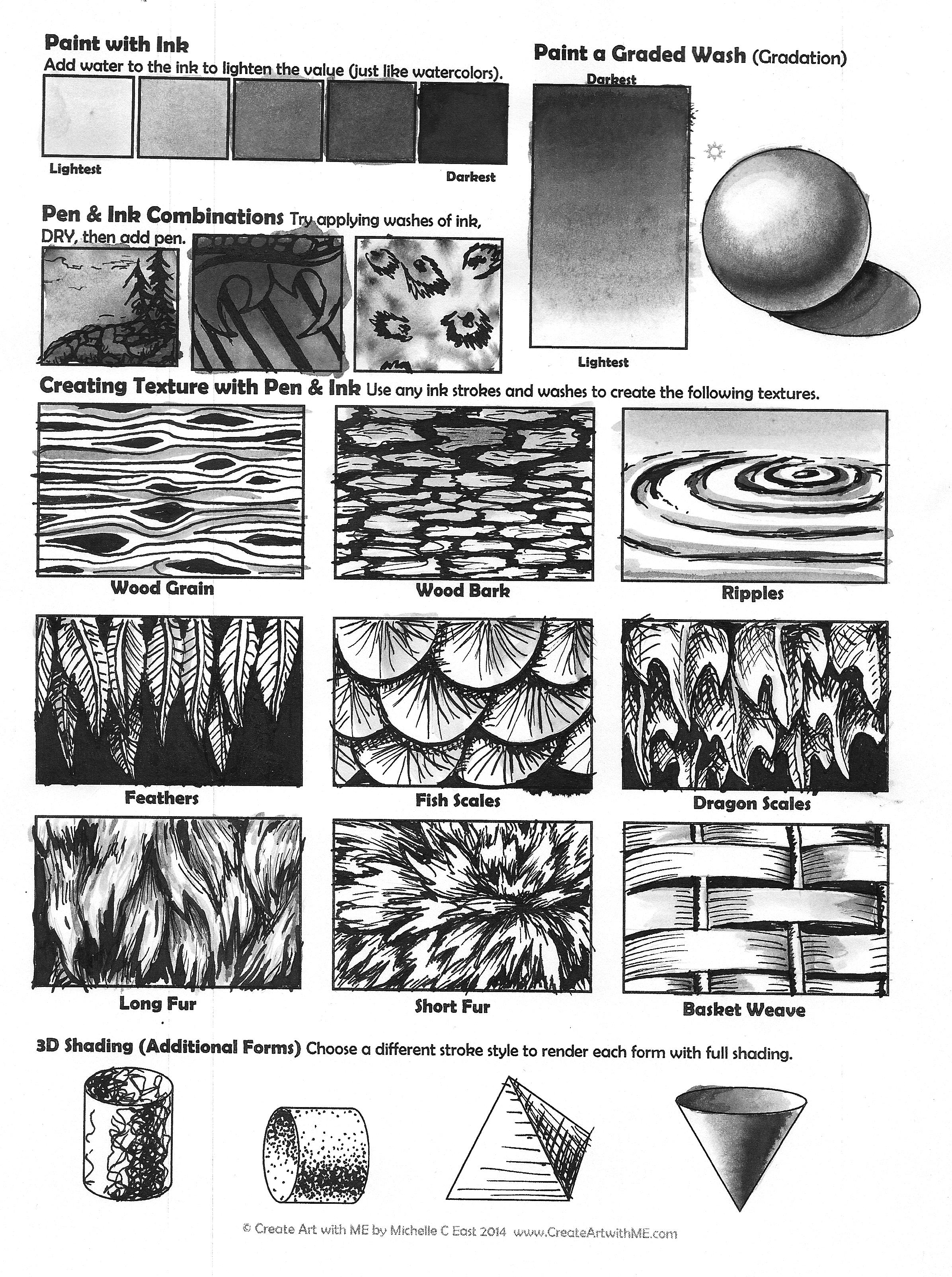 Pen & Ink Techniques Lesson Plan & Worksheet - Create Art with ME