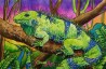 Color contrast texture rubbings iguana watercolor painting