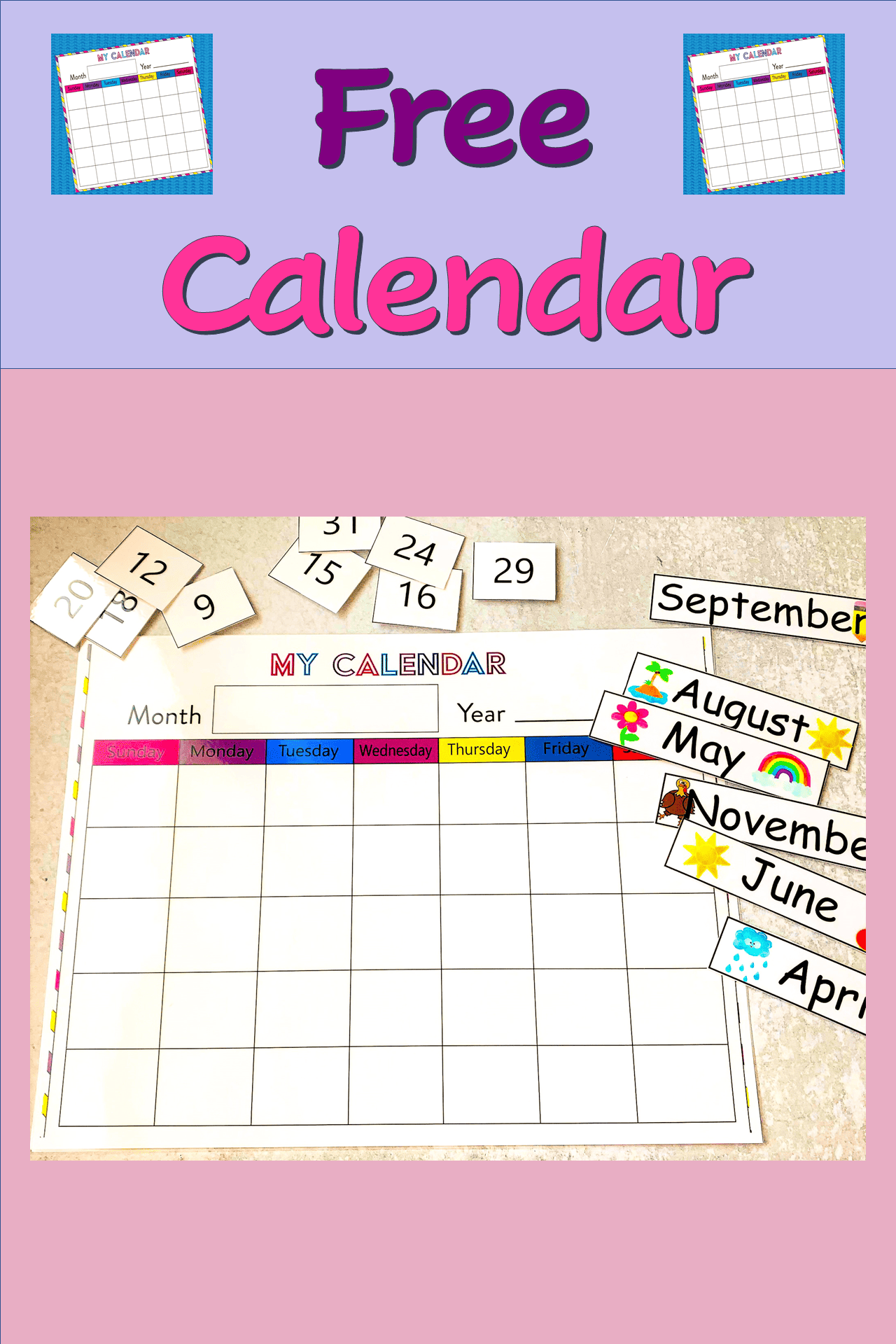 Free Reusable Printable Calendar for Any Year - Welcome