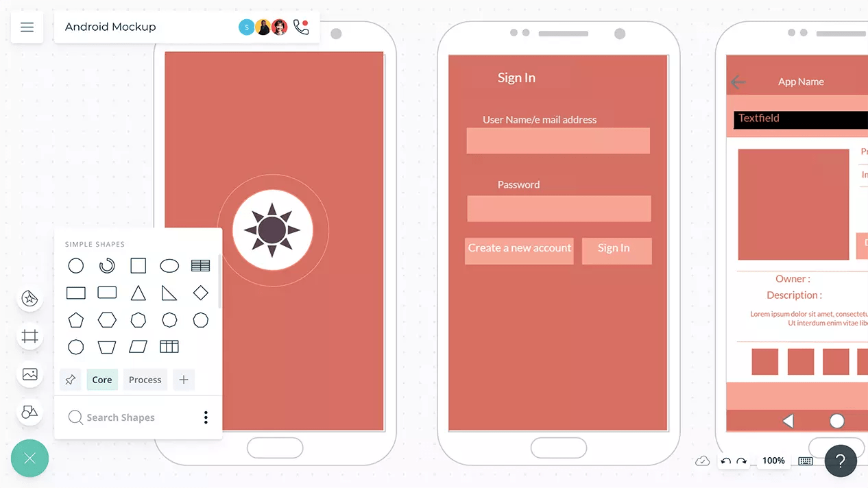 Android Mockups Tool Create Android Mockups Online Creately