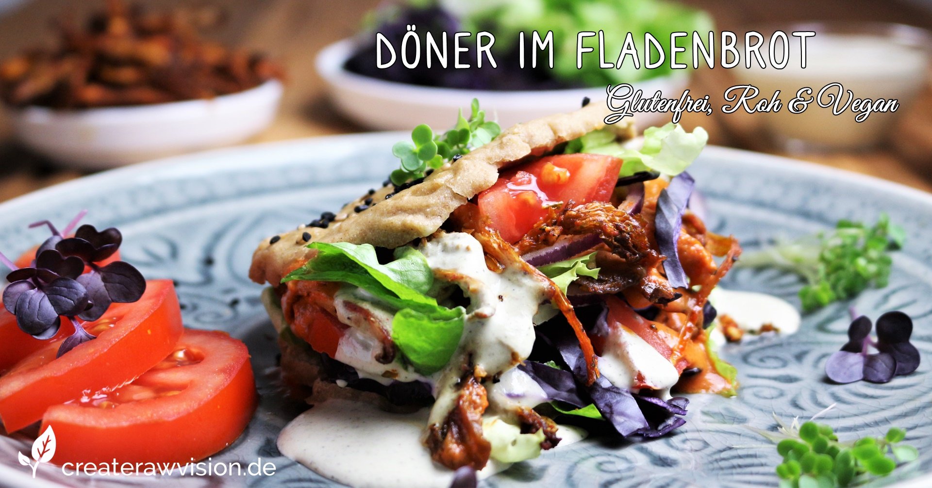 Selbstgemachter Döner im Fladenbrot Glutenfrei, Roh & Vegan