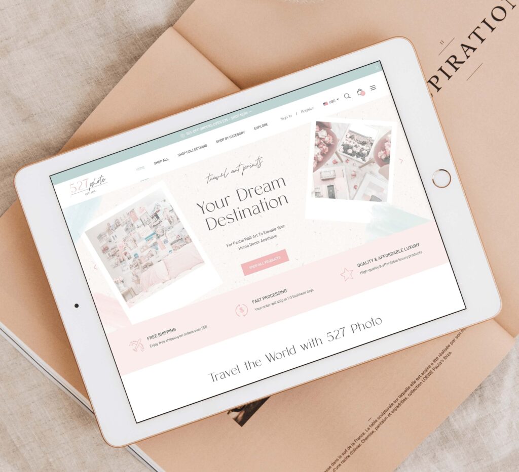 Wall Art Print Shopify Store site Design for 527 Photo CWD