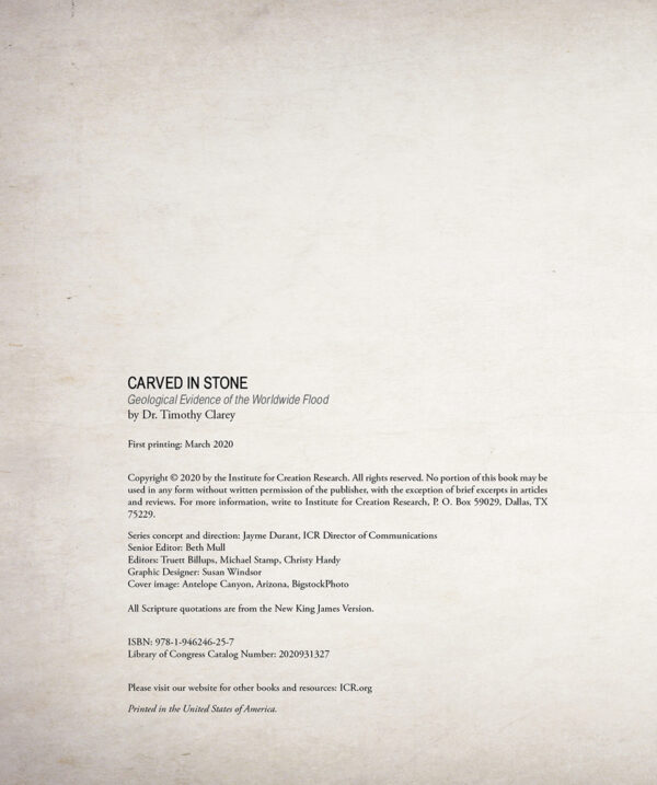 Carved in Stone by Dr. Timothy Clarey Creation BC