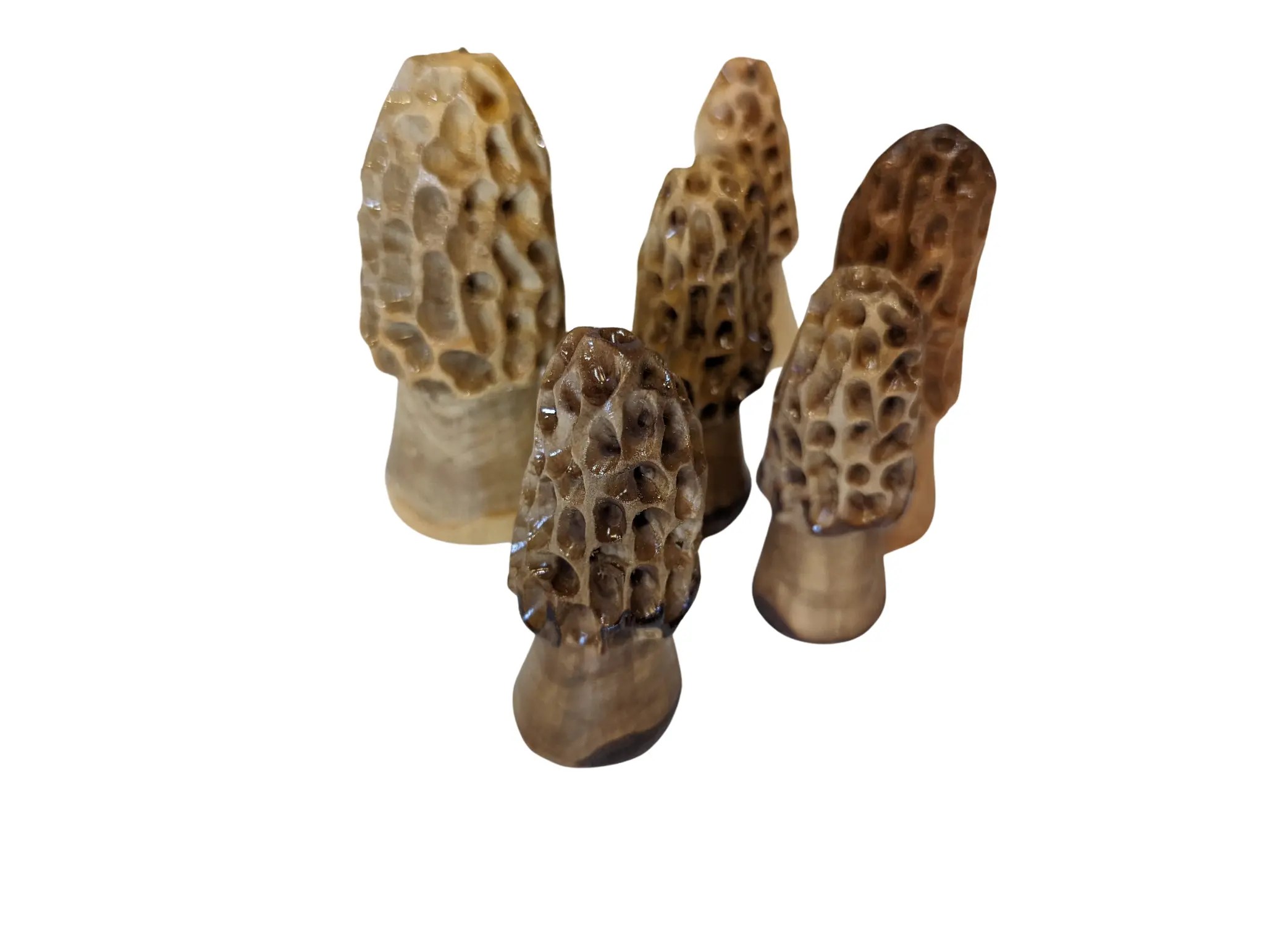 Bag of Morels, Set of 3 Morel Mushrooms, Handcarved morel mushrooms i