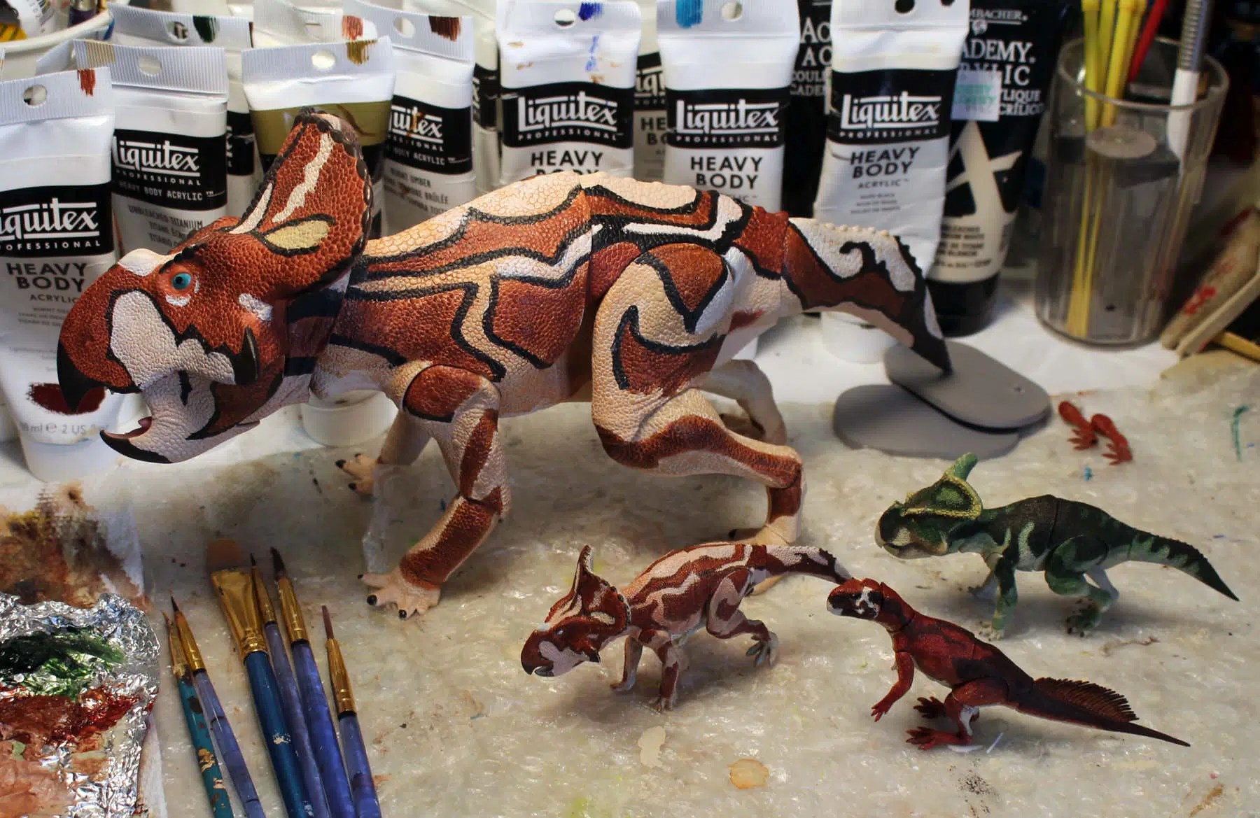 Paint masters for the resized 1/18th scale ceratopsians... to Creative Beast Studio